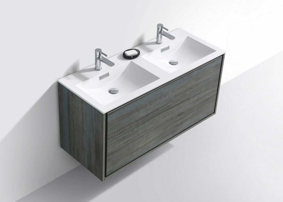 DeLusso 48" Double Sink Wall Mount Modern Bathroom Vanity