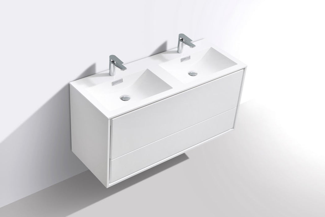 DeLusso 48" Double Sink Wall Mount Modern Bathroom Vanity