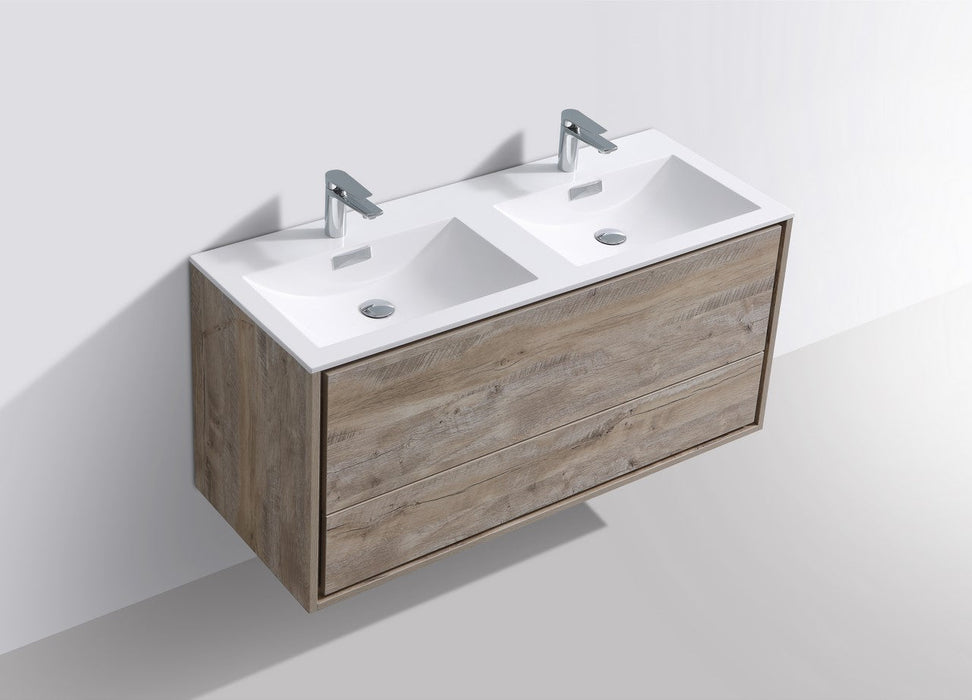 DeLusso 48" Double Sink Wall Mount Modern Bathroom Vanity
