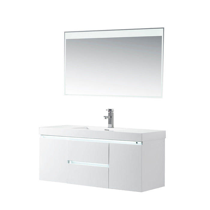 Riga 48" LED Lighted Single Sink Wall-Mount Bathroom Vanity