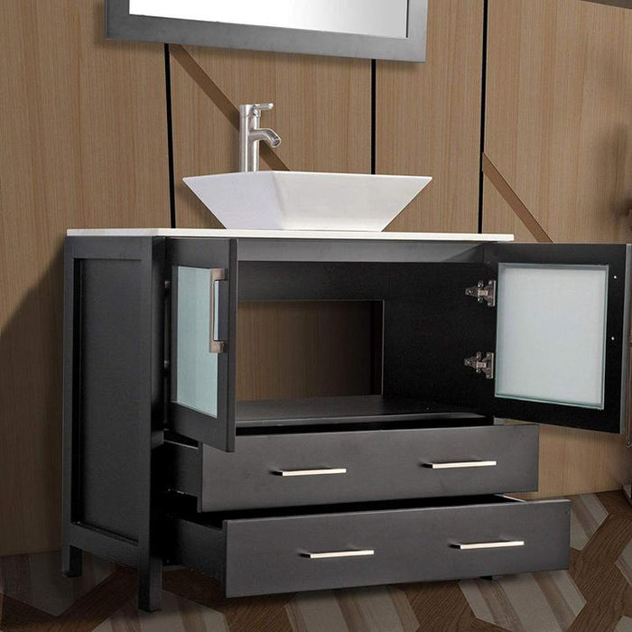 Monaco 108" Double Vessel Sink Bathroom Vanity Set with Sinks and Mirrors - 3 Side Cabinets