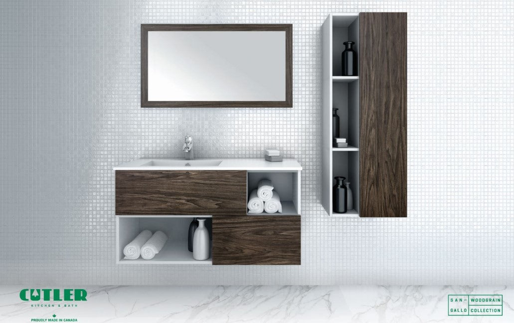 Sangallo Woodgrain 42" Wall Mount Bathroom Vanity