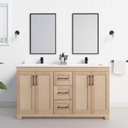 Chester 60" Double Sink Solid-Wood Vanity with Quartz Countertop
