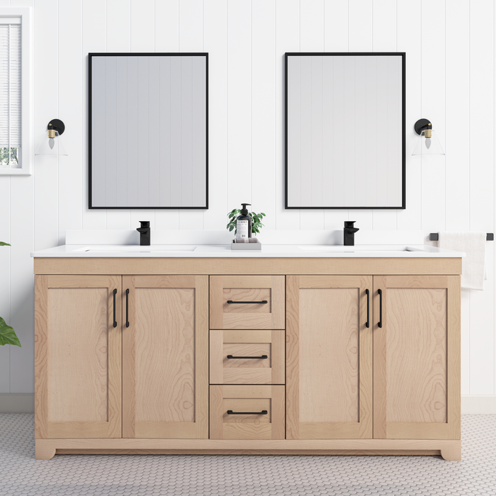 Chester 72" Double Sink Solid-Wood Vanity with Quartz Countertop