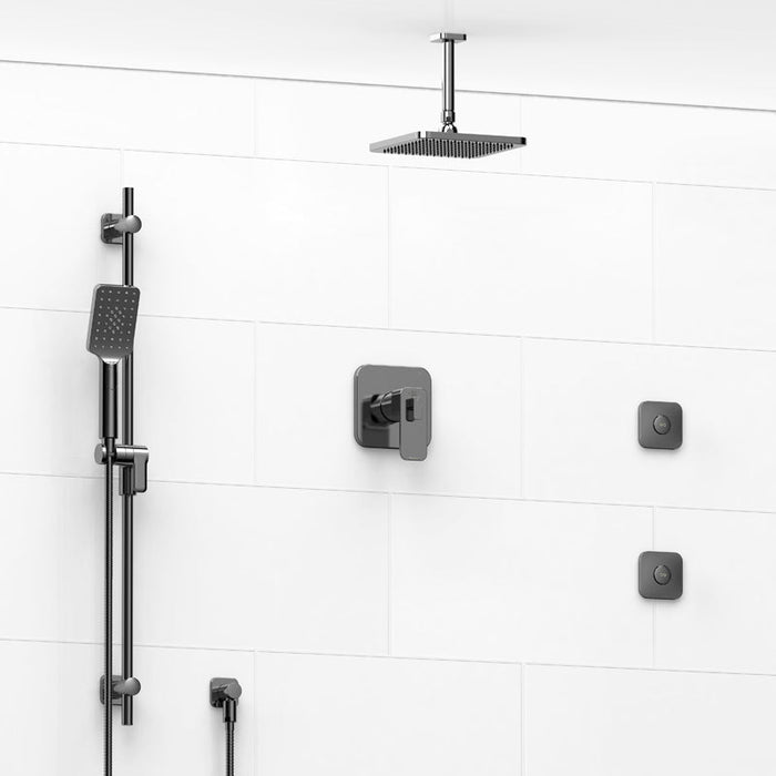 Riobel Equinox 3-Way System, Hand Shower Rail, Elbow Supply, Shower Head and 2 Body Jets