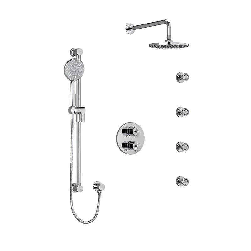 Riobel GS System with Hand Shower Rail, 4 Body Jets and Shower Head