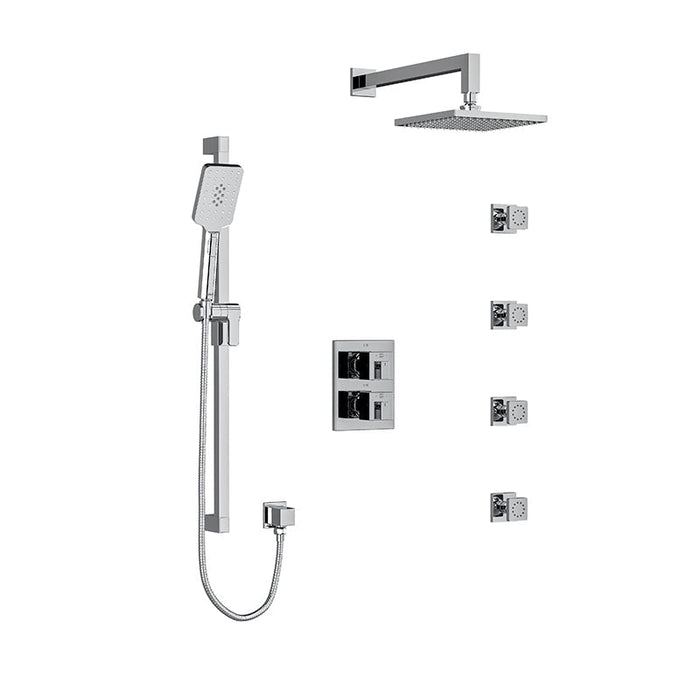 Riobel Kubik  System with Hand Shower Rail, 4 Body Jets and Shower Head