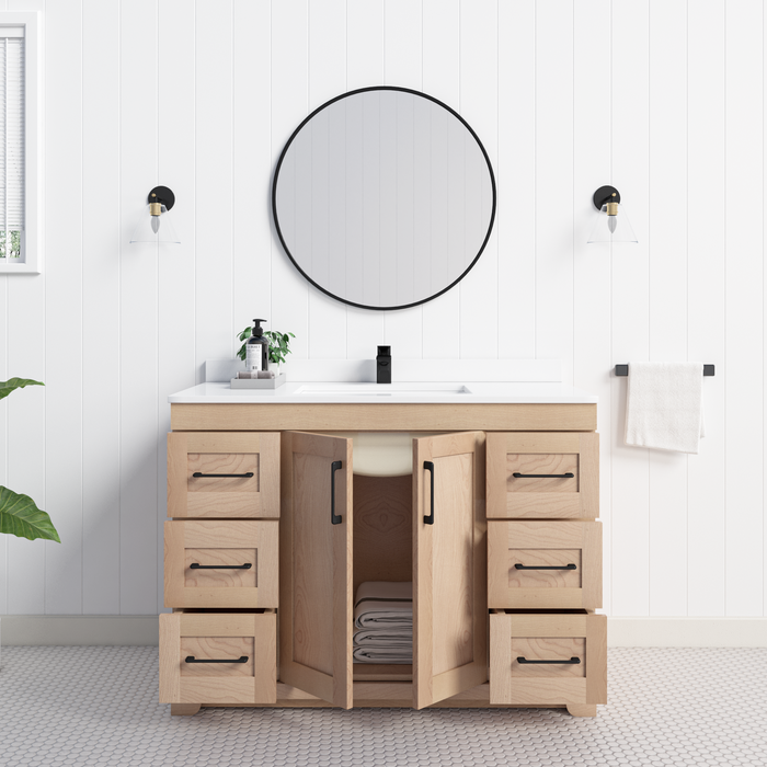 Chester 48" Single Sink Solid-Wood Vanity with Quartz Countertop (6 Drawers Only)