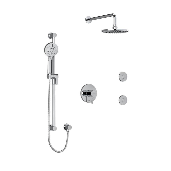Riobel Edge 3-Way System, Hand Shower Rail, Elbow Supply, Shower Head and 2 Body Jets