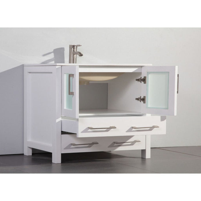 London 54" Single Sink Bathroom Vanity Set with Sink and Mirror - 2 Side Cabinets