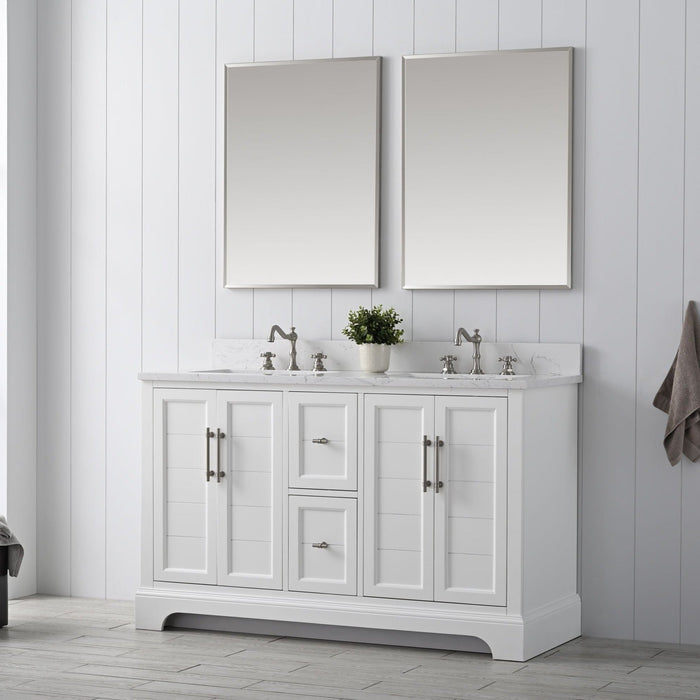 Madison 54" Double Sink Bathroom Vanity with Marble Countertop