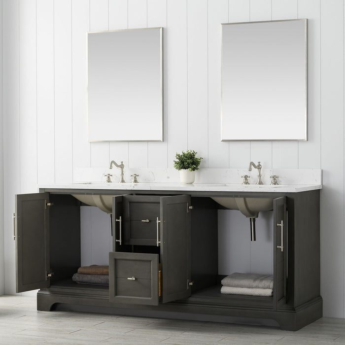 Madison 72" Double Sink Bathroom Vanity with Marble Countertop