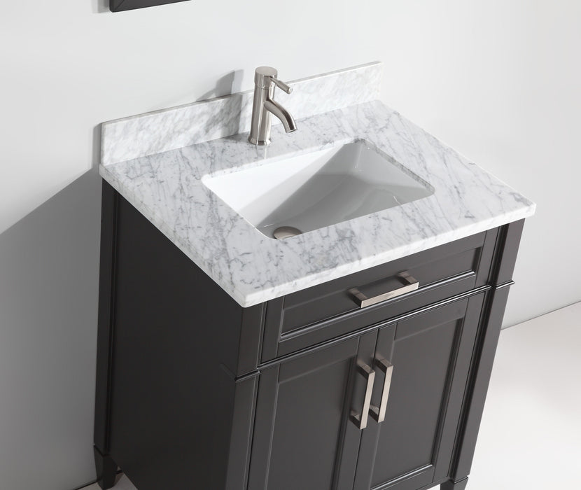 Rio 24" Single Sink Bathroom Vanity Set with Sink and Mirror (Carrara Marble Top)
