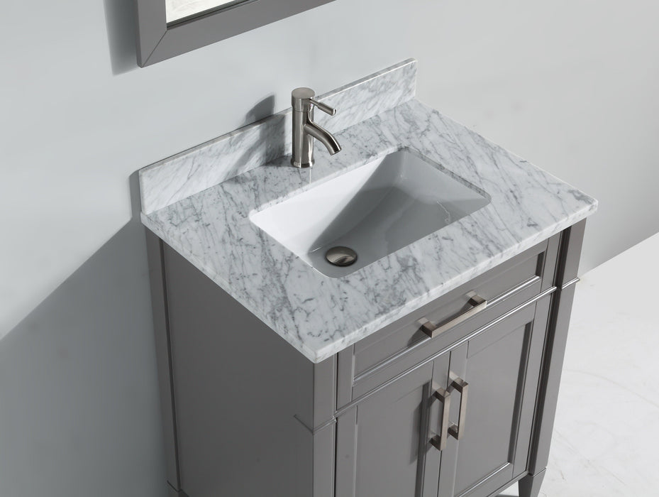 Rio 30" Single Sink Bathroom Vanity Set with Sink and Mirror (Carrara Marble Top)