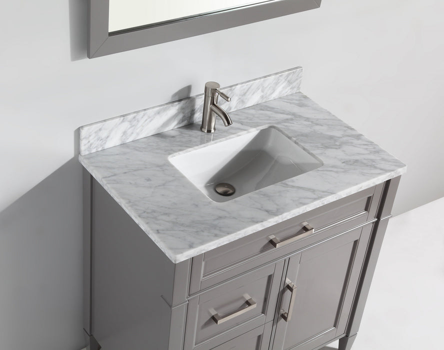Rio 36" Single Sink Bathroom Vanity Set with Sink and Mirror (Carrara Marble Top)