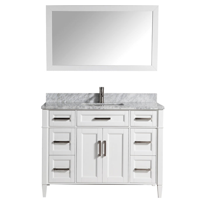 Rio 60" Single Sink Bathroom Vanity Set with Sink and Mirror (Carrara Marble Top)
