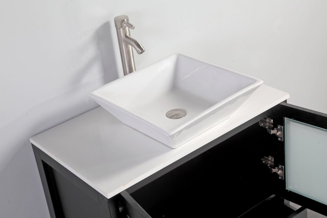 Monaco 48" Single Vessel Sink Bathroom Vanity Set with Sink and Mirror - 2 Side Cabinets