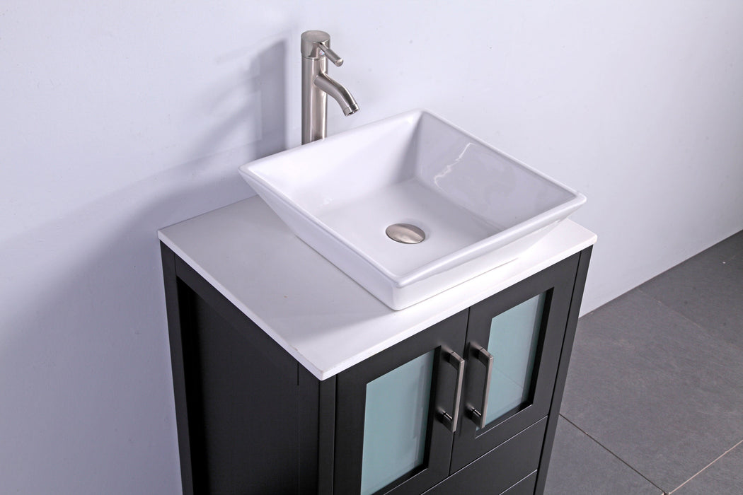 Monaco 42" Single Vessel Sink Bathroom Vanity Set with Sink and Mirror - 1 Side Cabinet