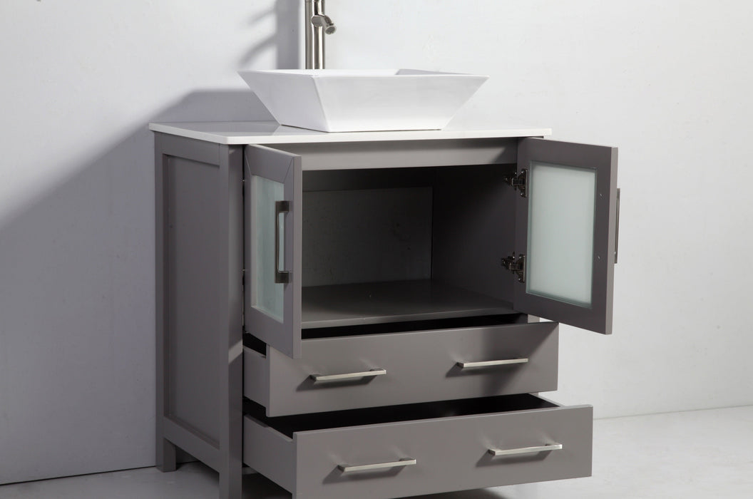 Monaco 42" Single Vessel Sink Bathroom Vanity Set with Sink and Mirror - 1 Side Cabinet