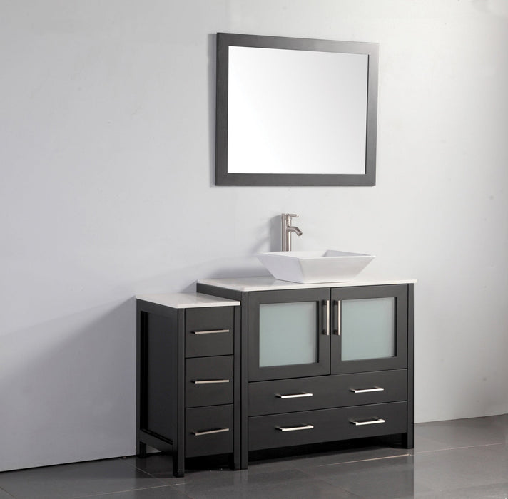 Monaco 48" Single Vessel Sink Bathroom Vanity Set with Sink and Mirror - 1 Side Cabinet
