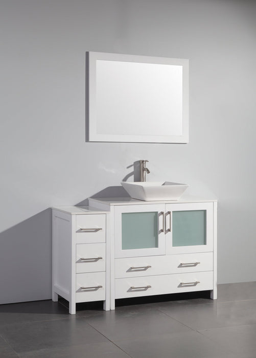 Monaco 48" Single Vessel Sink Bathroom Vanity Set with Sink and Mirror - 1 Side Cabinet