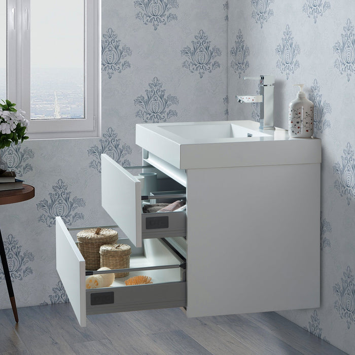 Riga 30" LED Lighted Wall-Mount Single Sink Bathroom Vanity
