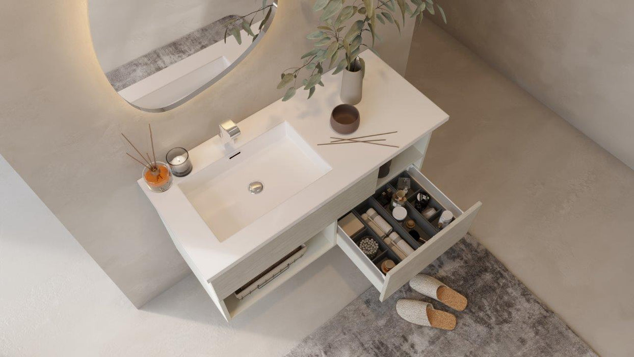 Sangallo Woodgrain 42" Wall Mount Bathroom Vanity