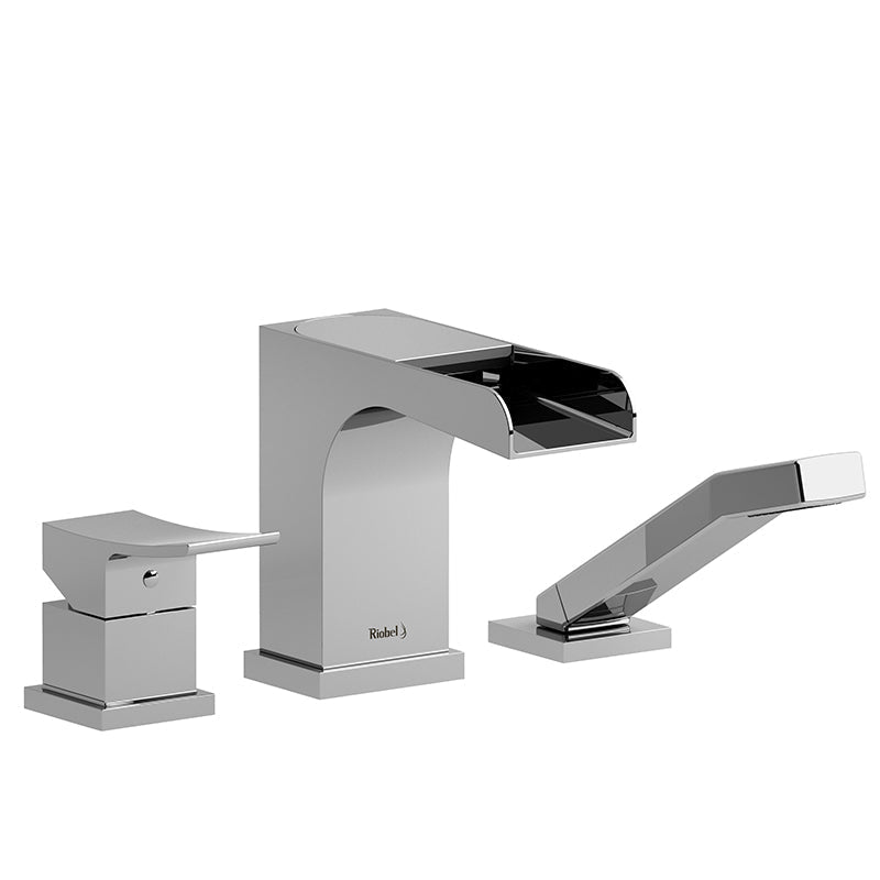 Riobel Zendo 3-Piece Open Spout Deck-Mount Tub Filler with Hand Shower