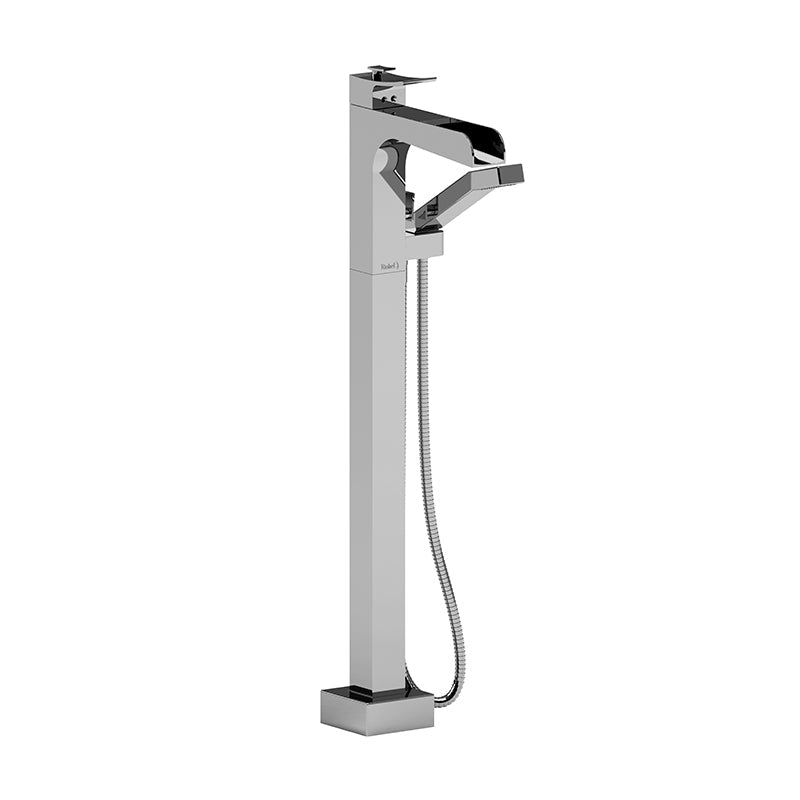 Riobel Zendo Floormount Open Spout Tub Filler with Hand Shower