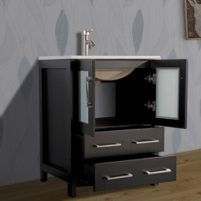 London 72" Double Sink Bathroom Vanity Set with Sink and Mirrors - 2 Side Cabinets