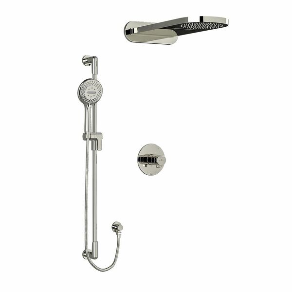 Riobel Parabola 3-Way System with Hand Shower Rail and Rain and Cascade Shower Head