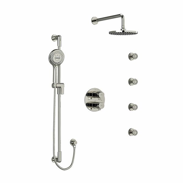 Riobel Parabola System with Hand Shower Rail, 4 Body Jets and Shower Head