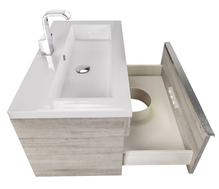 Trough 42" Wall Mount Modern Bathroom Vanity